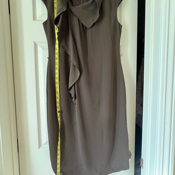 Lafayette 148 New York Brown Ruffle-Front Midi Dress - Picture 4 of 6